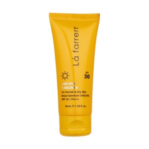 کرم ضد آفتاب بدون رنگ لافارر، مدل SPF30، مناسب پوست معمولی تا خشک و حجم 40 میلی‌لیتر، محافظت کننده در برابر اشعه UVAو UVB، ضد حساسیت، +++PA، ضد لک، ضد التهاب و قرمزی پوست، مرطوب کننده، با ماندگاری 2 ساعته
