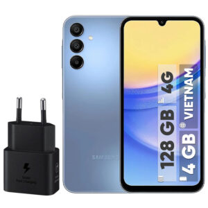 گوشی موبایل سامسونگ مدل Galaxy A15 دو سیم کارت ظرفیت 128 گیگابایت و رم 4 گیگابایت به همراه شارژر 25وات سامسونگ - ویتنام