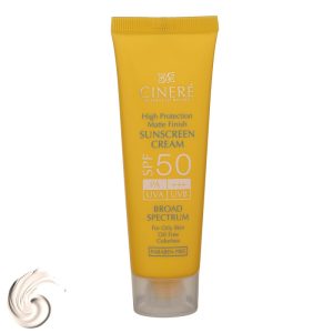 کرم ضد آفتاب بدون رنگ سینره، مدل SPF50، مناسب پوست چرب حجم 50 میلی‌لیتر، محافظت کننده در برابر اشعه UVAو UVB، فاقد پارابن و چربی، دارای جلوه مات، ساختار سبک و جذب سریع، +++PA، ضد لک و پیری پوست، با ماندگاری 3 ساعته