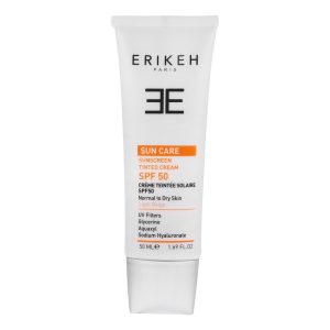 کرم ضد آفتاب رنگی اریکه، SPF 50، مدل LB، مناسب همه انواع پوست با تنالیته روشن و حجم 50 میلیلیتر، محافظتکننده در برابر اشعههای UVA و UVB، دارای فرمولاسیون گلیسیرین، با ماندگاری 2 ساعته