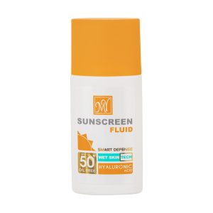فلوئید ضدآفتاب بدون ‌رنگ مای، SPF50، مدل Hyaluronic Acid، مناسب انواع پوست و حجم 50 میلی‌لیتر، محافظت کننده در برابر اشعه UVA ،UVB و بلولایت، ضدآب، فاقد چربی، پارابن و سیلیکون، بدون تست حیوانی، ++PA، ضدجوش و پیری پوست، با ماندگاری 2 ساعته