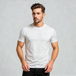 تی شرت آستین کوتاه مردانه رانژ مدل ساده کد 23RA05 - 422 رنگ شیری