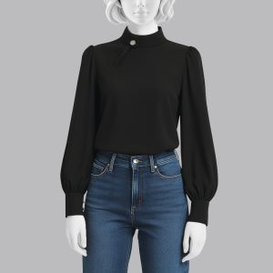بلوز آستین بلند زنانه سرژه مدل 204617 رنگ مشکی