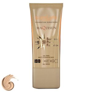 کرم ضد آفتاب رنگی سان سیف، SPF50، مدل NC10 MAQUISUN، مناسب انواع پوست تنالیته رنگ روشن و حجم 40 میلیلیتر، محافظت کننده در برابر اشعه UVA و UVB، ضد آب، فاقد چربی، مات کننده، قابل استفاده به صورت پرایمر و کرمپودر، با ماندگاری 2 ساعته