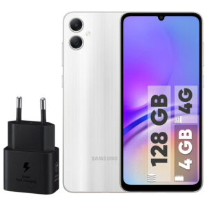 گوشی موبایل سامسونگ مدل Galaxy A05 دو سیم کارت ظرفیت 128 گیگابایت و رم 4 گیگابایت به همراه شارژر 25وات سامسونگ