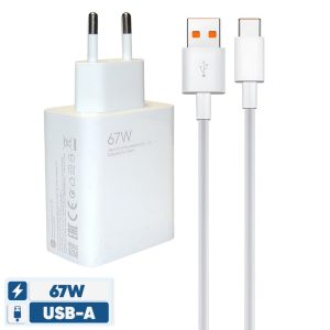 شارژر دیواری شیائومی مدل 67 وات به همراه کابل تبدیل USB-C