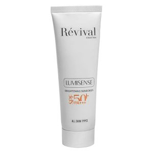 کرم ضدآفتاب بدون رنگ کلکسیون رویوال، SPF50، مدل LUMISENSE، مناسب انواع پوست و حجم 50 میلیلیتر، محافظت کننده در برابر اشعه UVA ،UVB، دارای بافت سبک و جذب سریع، +++PA، روشن کننده پوست، آبرسان، با ماندگاری 2 ساعته