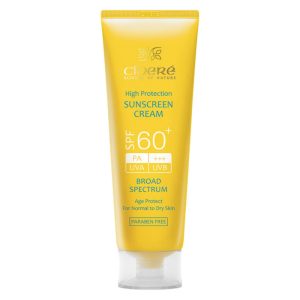 کرم ضد آفتاب بدون رنگ سینره، SPF60، مدل اولترا، مناسب پوست معمولی و خشک و حجم 50 میلیلیتر، محافظت کننده در برابر اشعه UVA و UVB، بدون پارابن، +++PA، ضد پیری پوست، با ماندگاری 2 ساعته