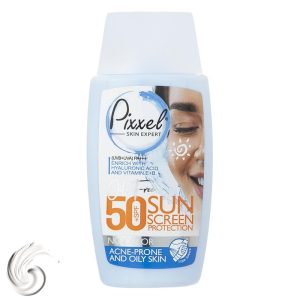 کرم ضد آفتاب بدون رنگ پیکسل، SPF50، مدل Oily Acne-Prone Skin، مناسب پوست چرب و مستعد آکنه حجم 50 میلیلیتر، محافظت کننده در برابر اشعه UVA، UVB، بدون تست حیوانی، +++PA، تنظیم ترشح چربی پوست، ضد جوش و آکنه، آبرسان، با ماندگاری 2 ساعته