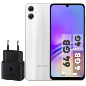 گوشی موبایل سامسونگ مدل Galaxy A05 دو سیم کارت ظرفیت 64 گیگابایت و رم 4 گیگابایت - به همراه شارژر 25وات سامسونگ