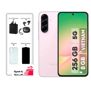 گوشی موبایل سامسونگ مدل Galaxy A56 دو سیم کارت ظرفیت 256 گیگابایت و رم 8 گیگابایت - ویتنام - به همراه شارژر 45 واتی سامسونگ، هدفون بلوتوثی انکر مدل Soundcore R50i، محافظ صفحه نمایش و قاب ژلهای