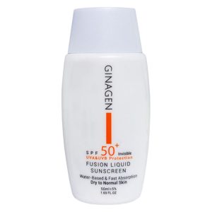 کرم ضد آفتاب بدون رنگ ژیناژن SPF 50 مدل 00 مناسب پوستهای خشک و معمولی حجم 50 میلیلیتر