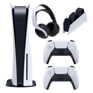 کنسول بازی سونی مدل PlayStation 5 ظرفیت 825 گیگابایت ریجن 1200 آسیا به همراه دسته اضافی و پایه شارژر و هدست