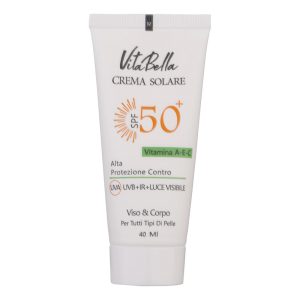 کرم ضد آفتاب بدون رنگ ویتابلا، مدل SPF50، مناسب انواع پوست و حجم 40 میلی‌لیتر، محافظت کننده در برابر اشعه UVA،IRو UVB، دارای جلوه مات، بافت سبک و جذب سریع، فاقد چربی، غیر کومدون‌زا، آبرسان، نرم کننده، ضد پیری پوست، با ماندگاری 2 ساعته