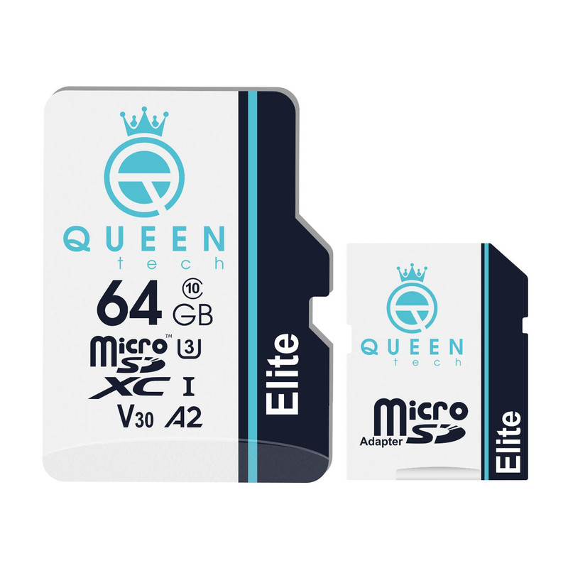کارت حافظه Micro SD XC کوئین تک مدل A2-V30-433X کلاس 10 استاندارد UHS-l U3 سرعت 65MBps ظرفیت 64 گیگابایت به همراه آداپتور SD
