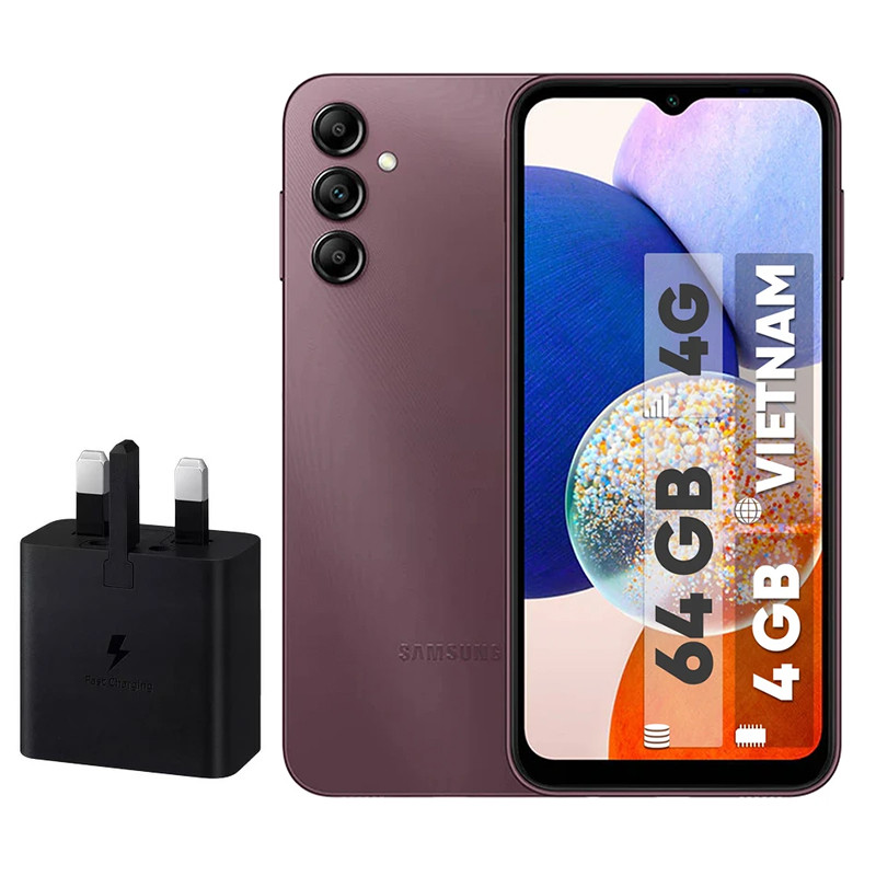 گوشی موبایل سامسونگ مدل Galaxy A14 دو سیم کارت ظرفیت 64 گیگابایت و رم 4 گیگابایت به همراه شارژر سامسونگ - ویتنام