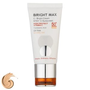 کرم ضد آفتاب رنگی برایت مکس، SPF50، مدل C-B، مناسب انواع پوست تنالیته رنگ متوسط و حجم 50 میلیلیتر، محافظت کننده در برابر اشعه UVAو UVB، فاقد چربی، ضد چروک، آنتیاکسیدان، جوانساز، روشن کننده، دارای فرمولاسیون شیمیایی، با ماندگاری 2 ساعته