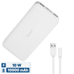 پاوربانک شیائومی مدل Redmi ظرفیت 10000 میلی آمپر ساعت به همراه کابل تبدیل microUSB